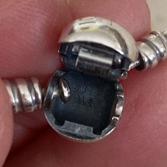 Pandora Logo Ball Clasp Bangle Charm Bracelet 7.5” - Picture 9 of 10